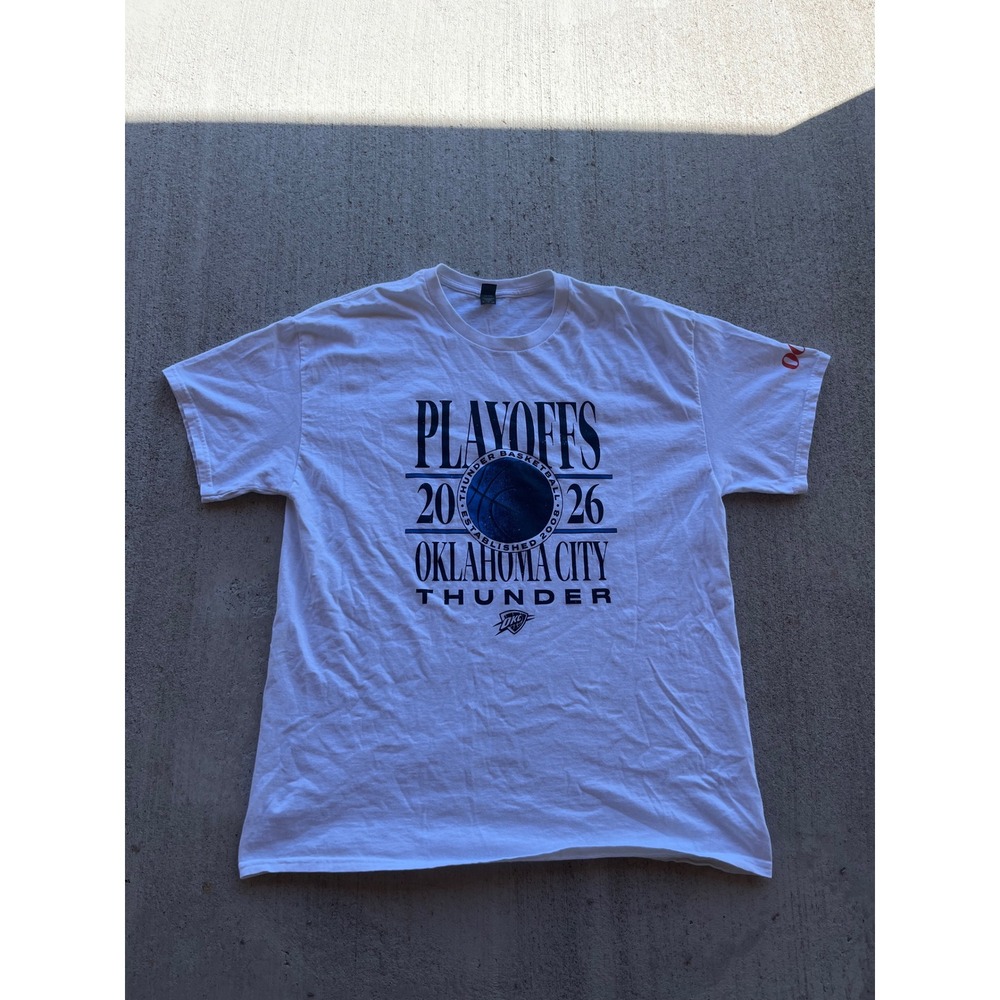 Oklahoma City Thunder 2024 NBA Playoffs T-Shirt Mens XL White Gildan NBA Tee